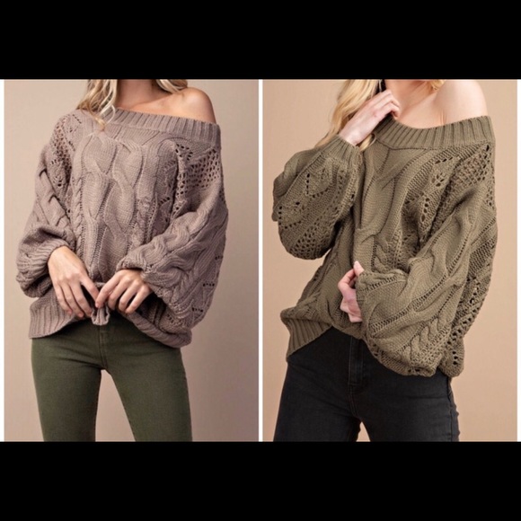 Kori off the Shoulder cable Knit Sweater - Picture 3 of 5